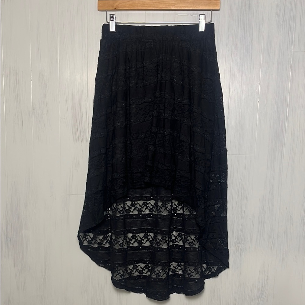 Hot Topic Black Whimsigoth Witchy High Low Lace Skirt Size Small